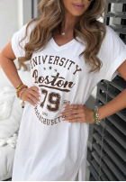 Bawełniana Kleid midi z nadrukiem Boston University Camel