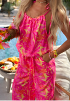Długi wzorzysty Jumpsuit z wiskozą Sunset Moana różowo-Gelb