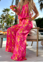 Długi wzorzysty Jumpsuit z wiskozą Sunset Moana różowo-Gelb