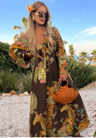 Wzorzysta Kleid maxi Safari Voyage Schokoladenbraun