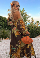 Wzorzysta Kleid maxi Safari Voyage Schokoladenbraun