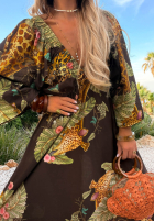 Wzorzysta Kleid maxi Safari Voyage Schokoladenbraun