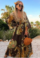 Wzorzysta Kleid maxi Safari Voyage Schokoladenbraun
