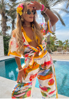 Wzorzysty Set Hemd i Hose wide leg Aloha Paradise biało-Gelb