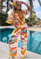 Wzorzysty Set Hemd i Hose wide leg Aloha Paradise biało-Gelb