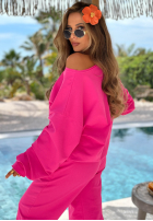 Bawełniany komplet Sweatshirt na jedno ramię i Hose Peach Sunrise Set Orange