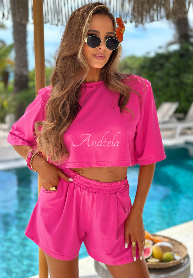 Baumwoll-T-Shirt mit Polstern Energy Vibes Fuchsia