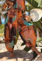 Wzorzysty Set top i Hose balloon Summer Shore Schokoladenbraun