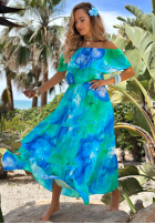 Kwiecista Kleid maxi z falbankami Summer Estate Blau