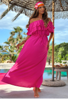 Sukienka Kleid im spanischen Stil maxi z falbankami Sunset Diva Schokoladenbraun