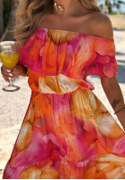 Kwiecista Kleid maxi z falbankami Summer Estate Blau