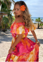 Kwiecista Kleid maxi z falbankami Summer Estate Blau