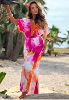 Długi Jumpsuit Mit Muster Juicy Marble fuksjowo-Orange