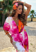 Długi Jumpsuit Mit Muster Juicy Marble fuksjowo-Orange