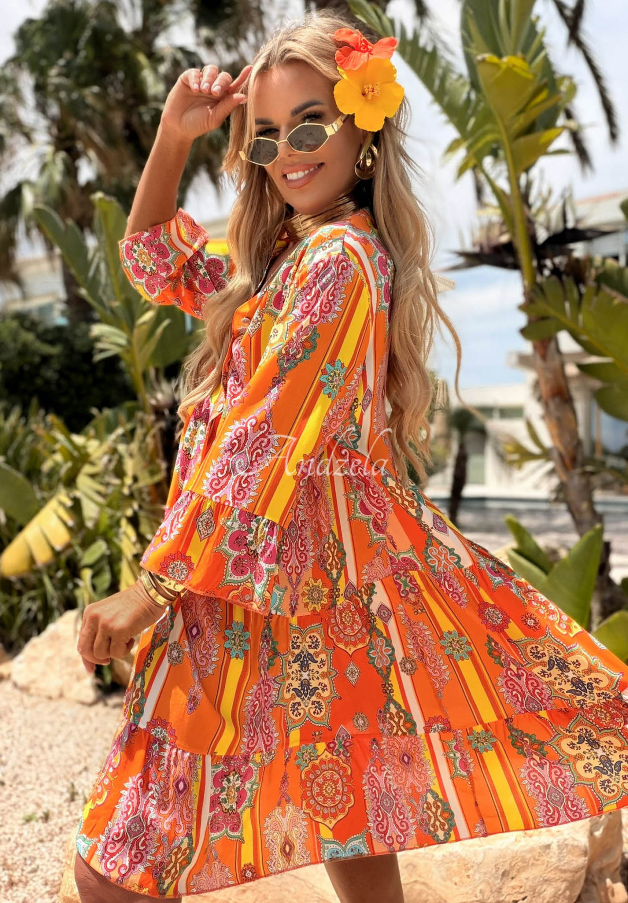 Gemustertes Kleid Magnala Sierra Orange