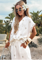 Hemd Mit Muster Sunset Paradise biało-Beige