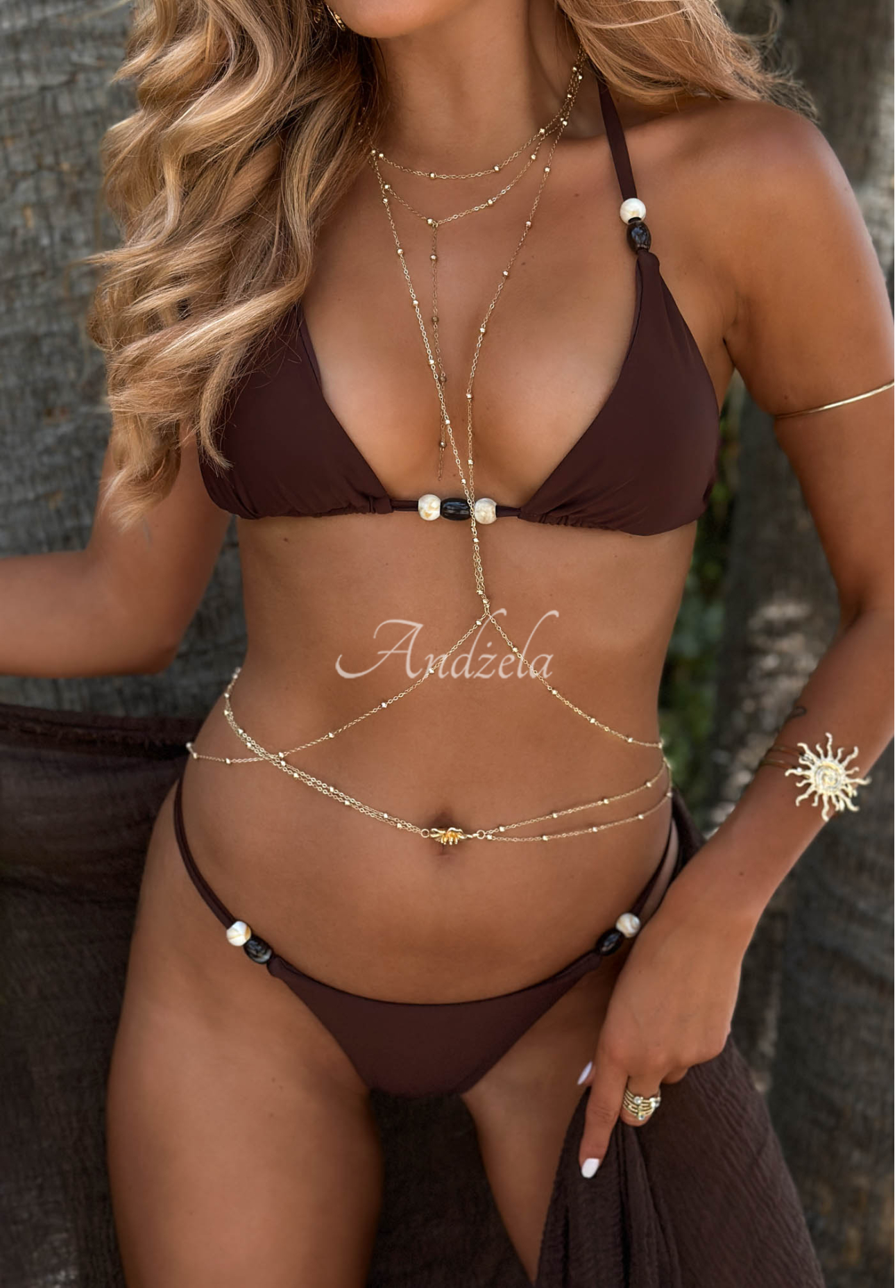 Zweiteiliger Badeanzug bikini Barbados Beach Schokoladenbraun