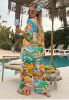 Wzorzysty Set Hemd i Hose wide leg Aloha Paradise biało-Gelb