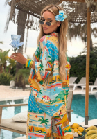 Wzorzysty Set Hemd i Hose wide leg Aloha Paradise biało-Gelb