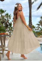 Zwiewna Kleid maxi na ramiączkach z falbankami Hot Waves Rosa
