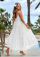 Zwiewna Kleid maxi na ramiączkach z falbankami Hot Waves Rosa