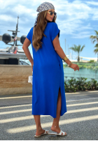 Kleid midi z rozcięciem Sea Sailing Kobaltblau