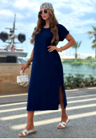 Kleid midi z rozcięciem Sea Sailing Kobaltblau