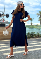 Kleid midi z rozcięciem Sea Sailing Kobaltblau