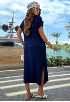 Kleid midi z rozcięciem Sea Sailing Kobaltblau