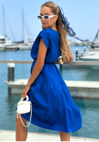 Kleid maxi z falbankami i paskiem Sea Venture Kobaltblau