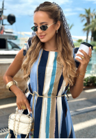 Kleid mini z falbankami i paskiem w paski Sea Ventures granatowo-Weiß