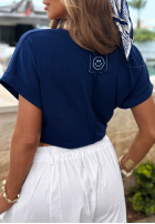 Baumwoll-T-Shirt mit V-Ausschnitt Sea Sailing Dunkelblau