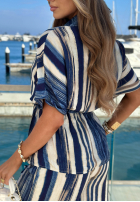 Set Hemd i Hose wide leg w paski Trinidad Sun biało-Camel