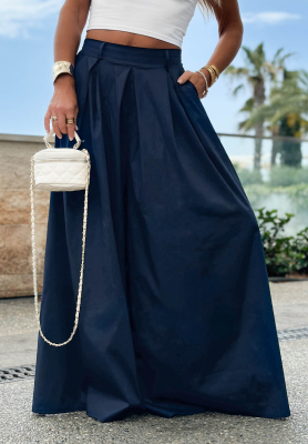 Weit geschnittene Hose aus Baumwollstoff Sea Elegance Dunkelblau
