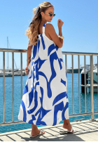Kleid maxi na ramiączkach Mit Muster Yacht Club biało-Kobaltblau