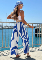 Material Hose Mit Muster z paskiem Yacht Club biało-Kobaltblau