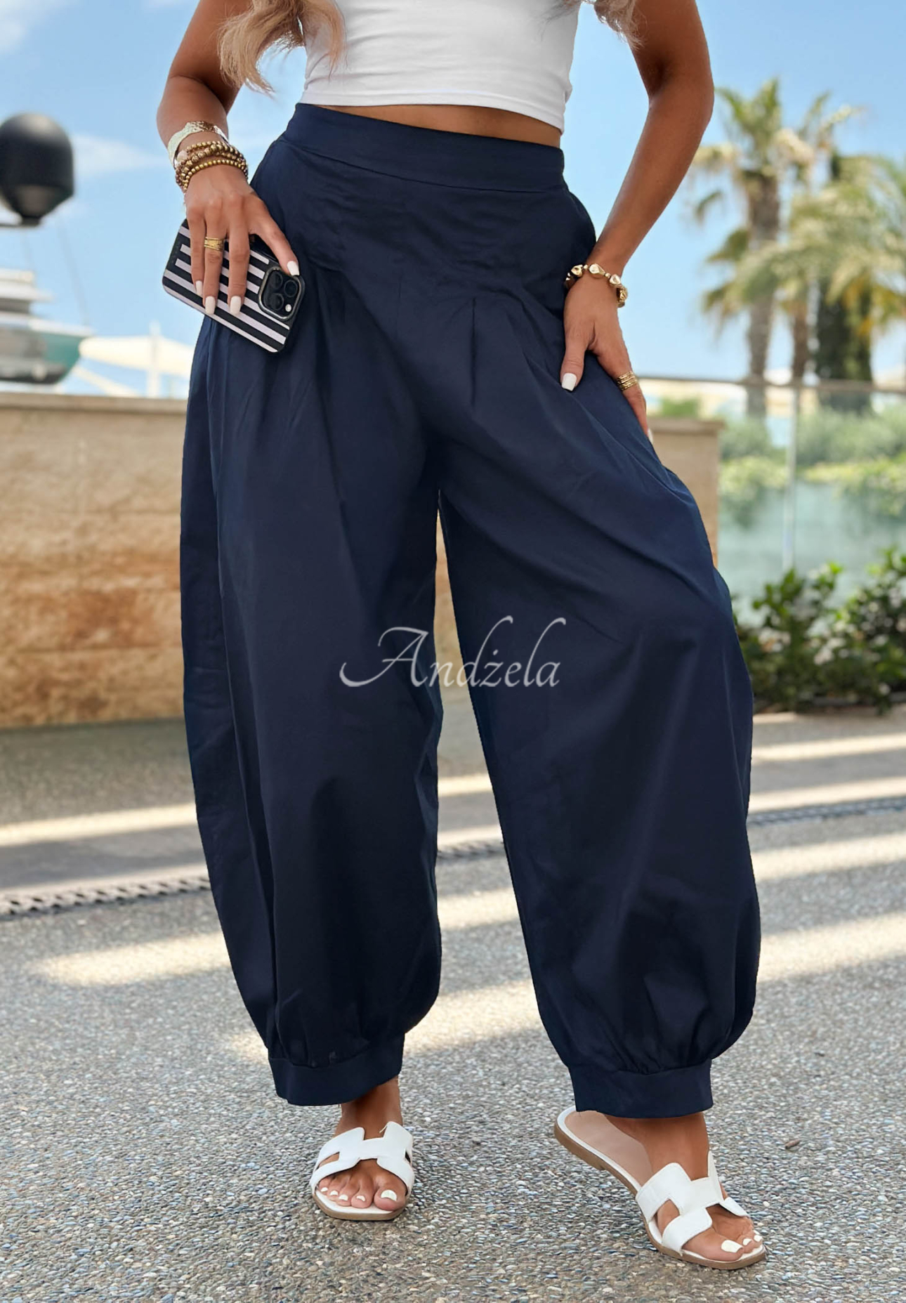 Baumwollhose mit Ziernähten im Jogger-Stil Paradise Dock Dunkelblau