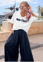 T-Shirt z napisem Mon Cheri Paris biało-Dunkelblau