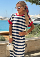 Kleid maxi w paski Anchor Bay biało-Dunkelblau