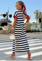 Kleid maxi w paski Anchor Bay biało-Dunkelblau