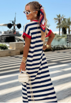 Kleid maxi w paski Anchor Bay biało-Dunkelblau