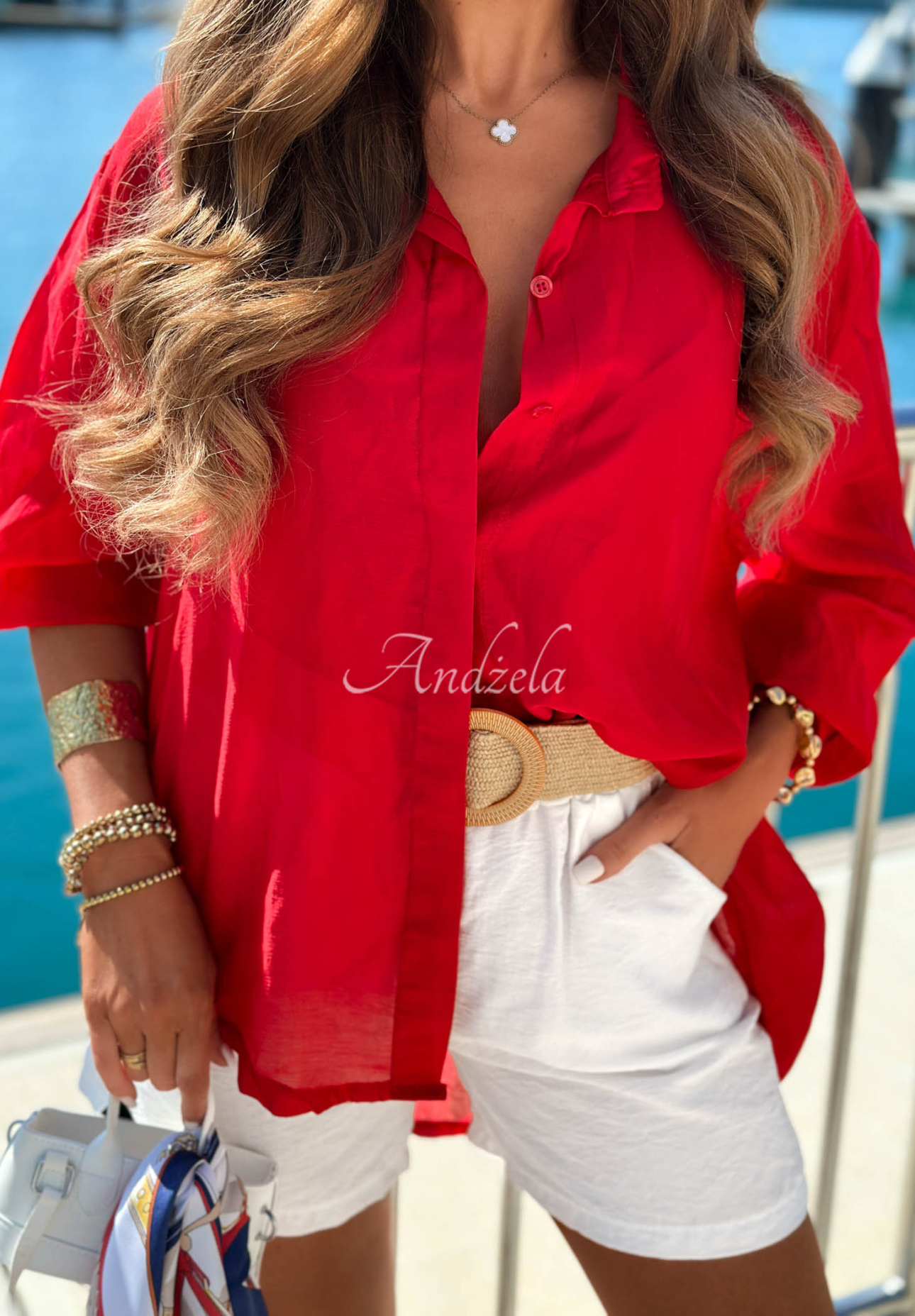 Leichtes, asymmetrisches Hemd aus Tencel Summer Select Rot
