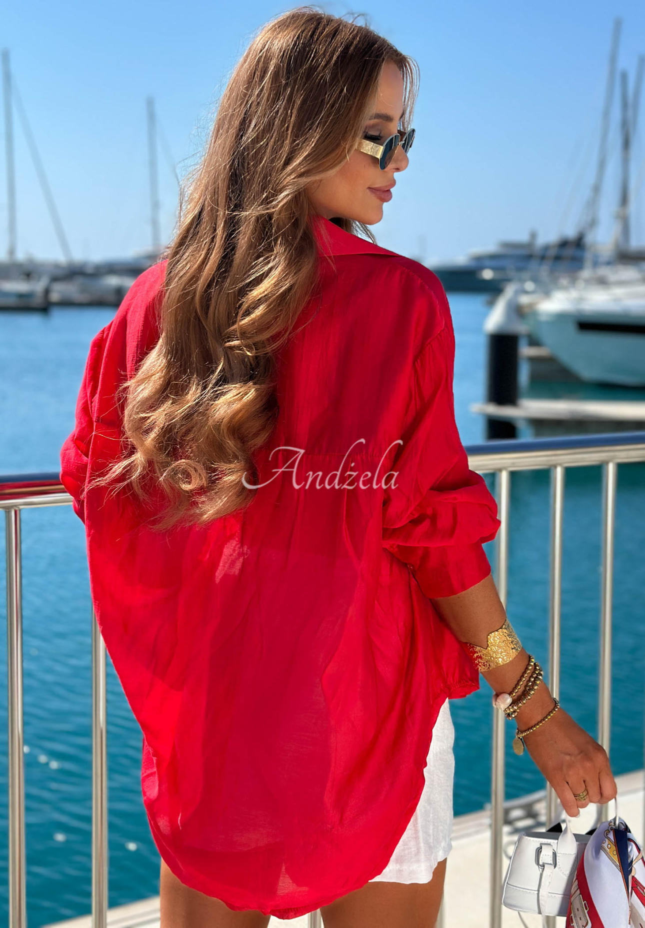 Leichtes, asymmetrisches Hemd aus Tencel Summer Select Rot
