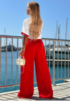 Material Hose wide leg Sea Poppy biało-Rot
