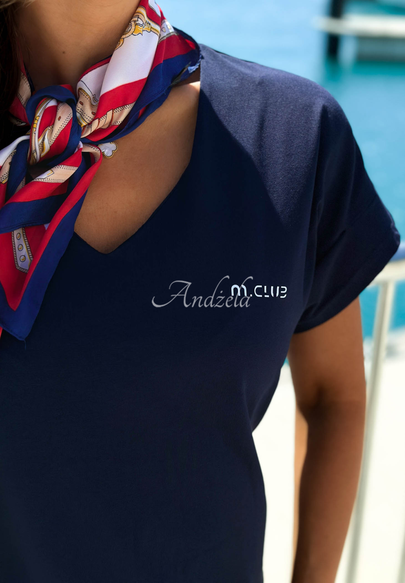 Baumwollkleid mit Aufdruck Marina Club Dunkelblau