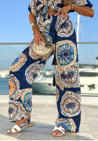 Material Hose wide leg Mit Muster Ocean Fresco Dunkelblau