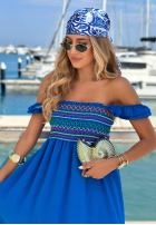 Haftowana Kleid maxi na ramiączkach z falbankami Paradise Sunrise Blau