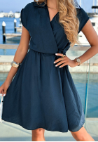 Kopertowa Kleid mini z wiązaniem i kołnierzem Night Sea Dunkelblau