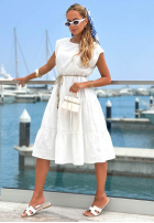 Kleid maxi z falbankami i paskiem Sea Venture Kobaltblau