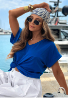 T-Shirt z dekoltem w serek Sea Sailing Dunkelblau